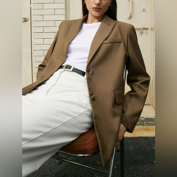 Brown structured oversized blazer - Picture 2 of 5